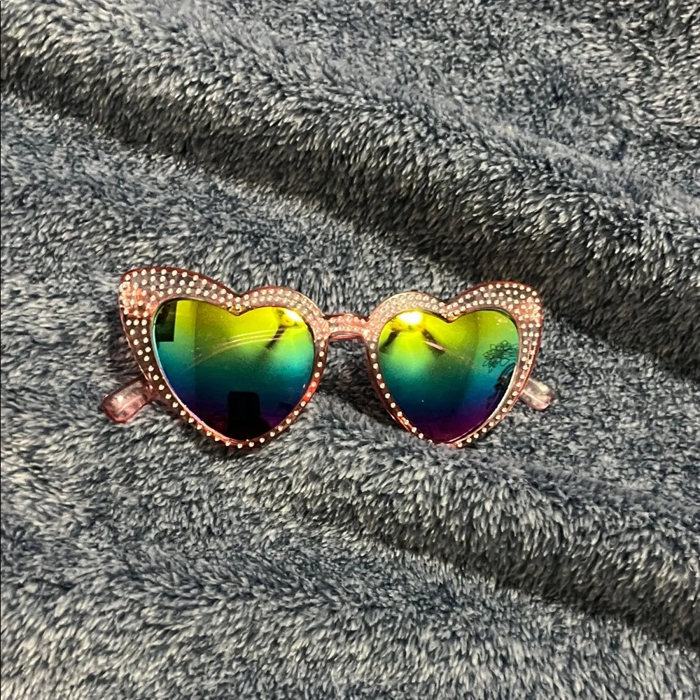 Heart-Shaped Kids Sunglasses with Rainbow Lenses
